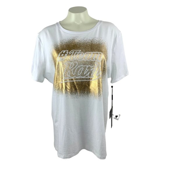 Karl Lagerfeld #TeamKarl T Shirt Gold Metallic Logo Women’s Choose Size New - Picture 2 of 10